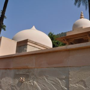 detalhes da arquitetura do hotel Amanbagh na Índia