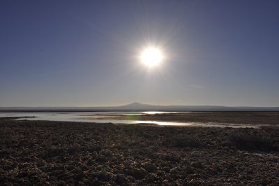 Sol se pondo no Salar de Atacama