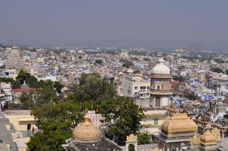 Vista do City Palace de Udaipur
